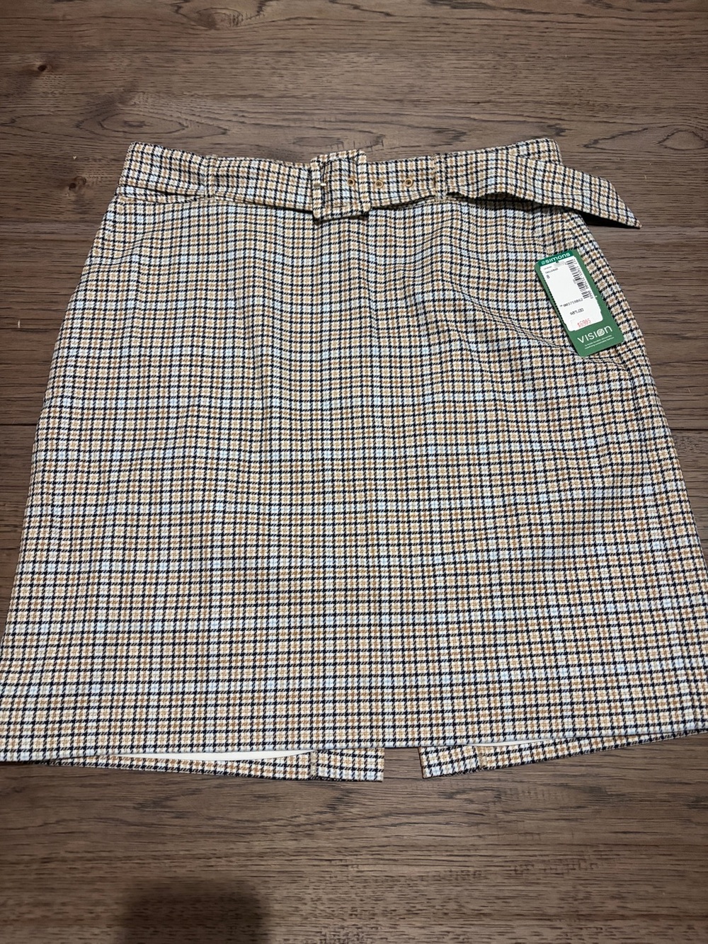 Simons Beige, Blue and Black Checked Mini Skirt